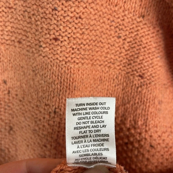 NORTHERN REFLECTIONS Peach Slub Knit Sweater Turtleneck Split Hem Coastal S - Picture 10 of 12